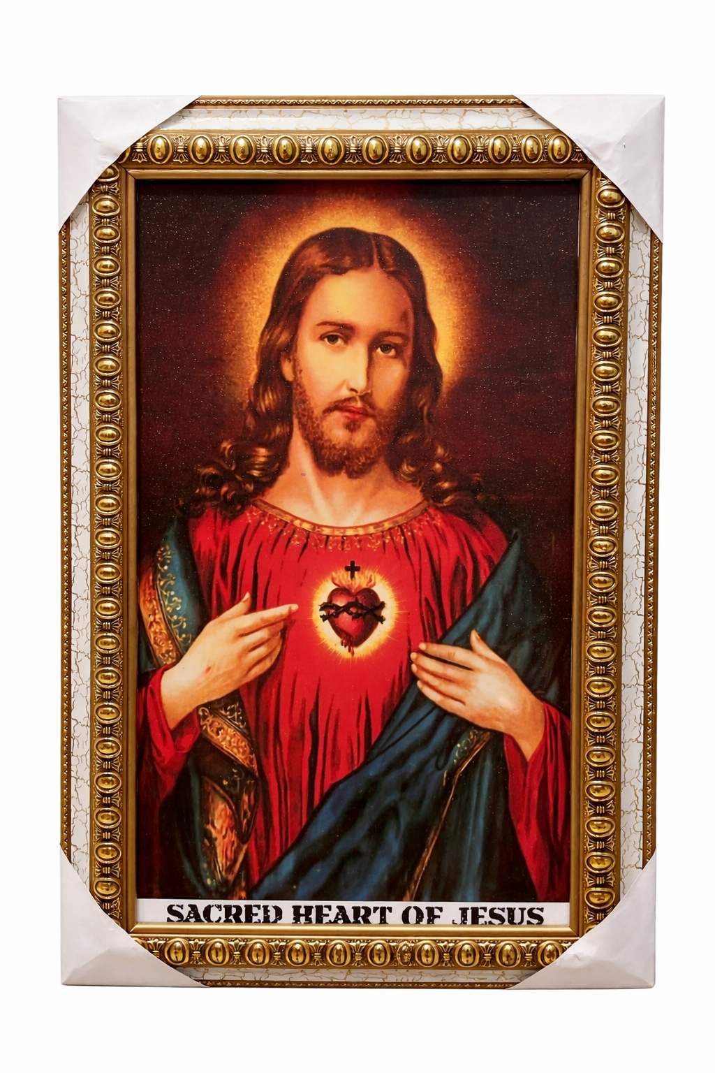 ✨ Sacred Heart of Jesus – Framed Portrait Faith • Divine Love • Protection • Blessings