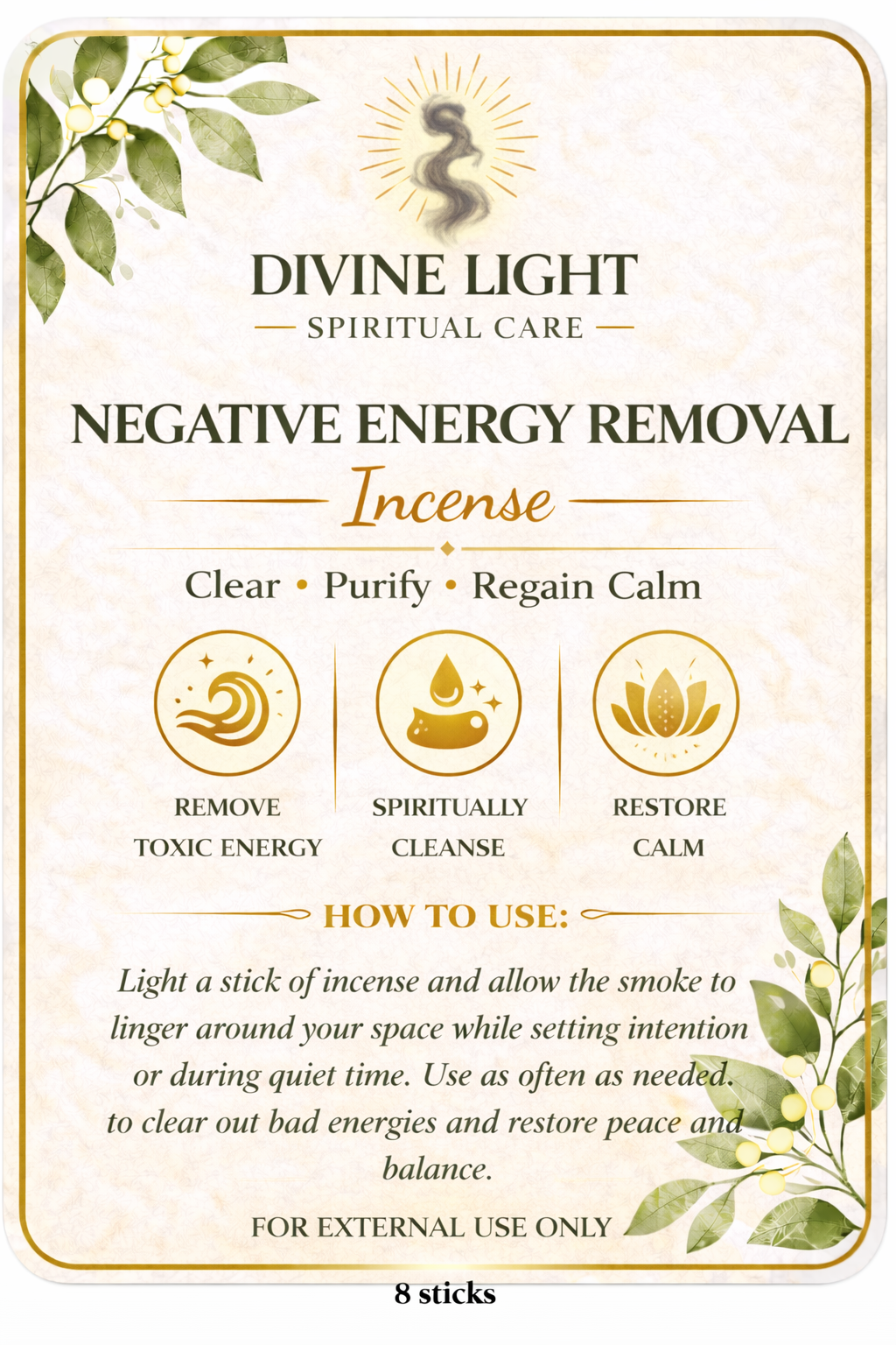 NEGATIVE ENERGY REMOVAL SPIRITUAL  INCENSE