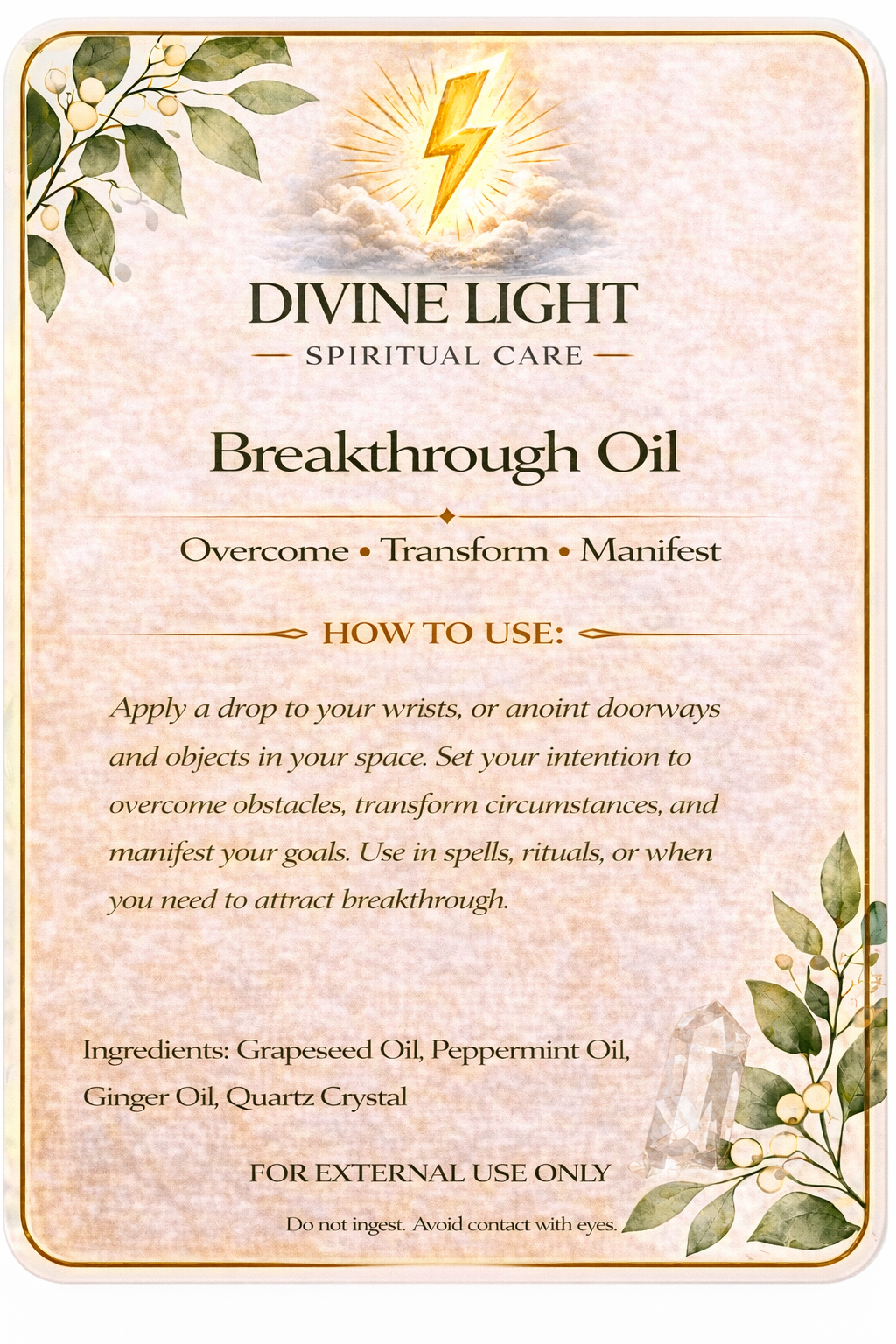 BREAKTHROUGH OIL SPIRITUAL OIL