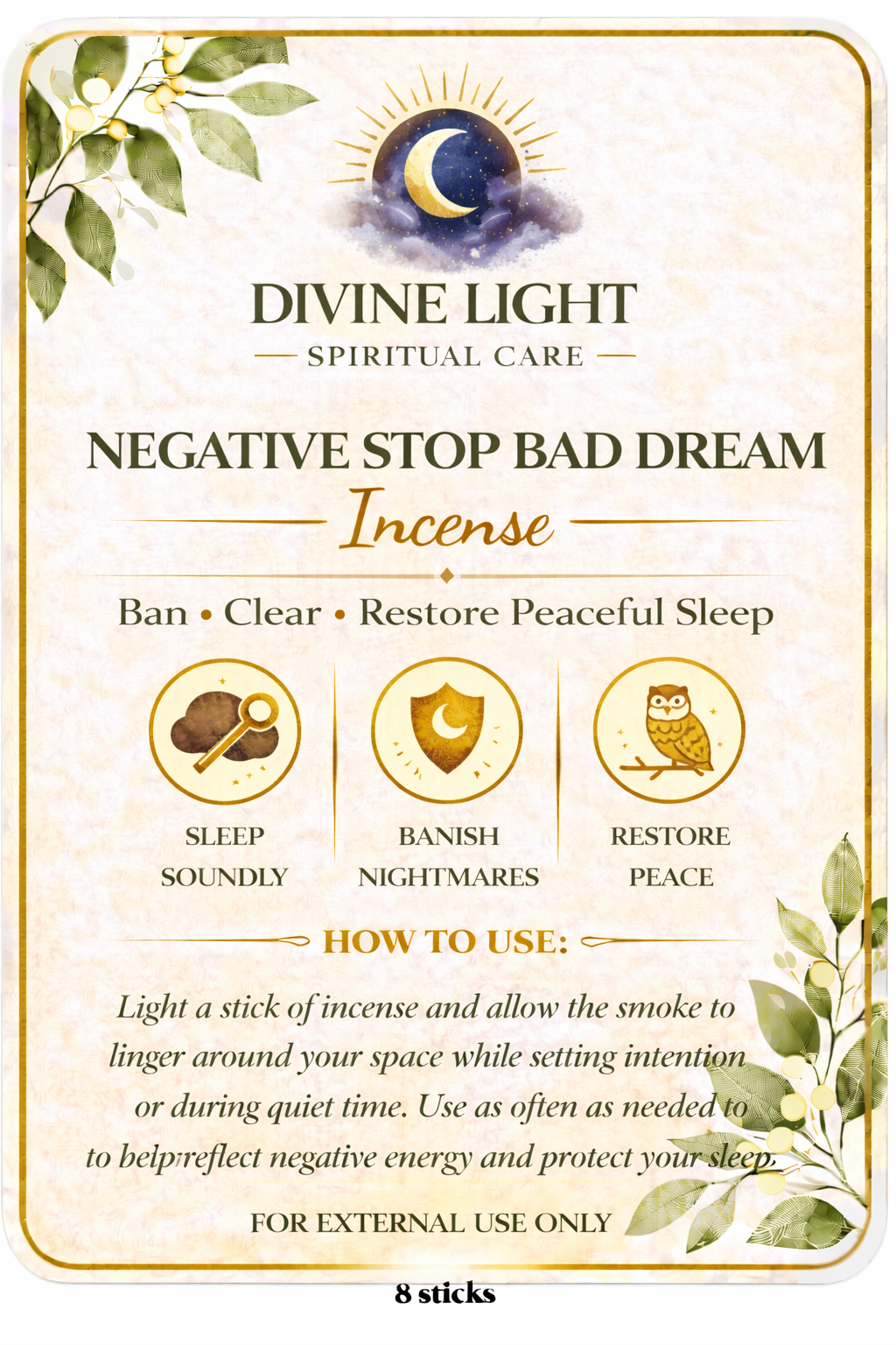 NEGATIVE STOP BAD DREAM SPIRITUAL INCENSE