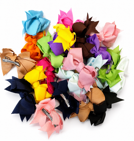 🎀 10 Pics Colourful Ribbon Hair Bows & Clips – Girls Hair Accessories